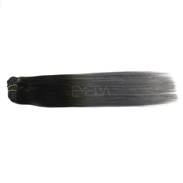  Grey remy triple weft clip in hair extension LJ219